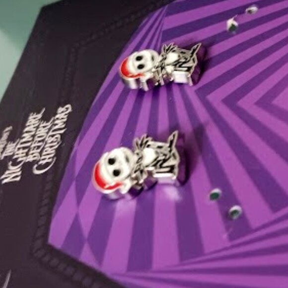 DISNEY THE NIGHTMARE BEFORE CHRISTMAS JACK WITH SANTA HAT STUD EARRINGS**NEW! - Picture 2 of 5